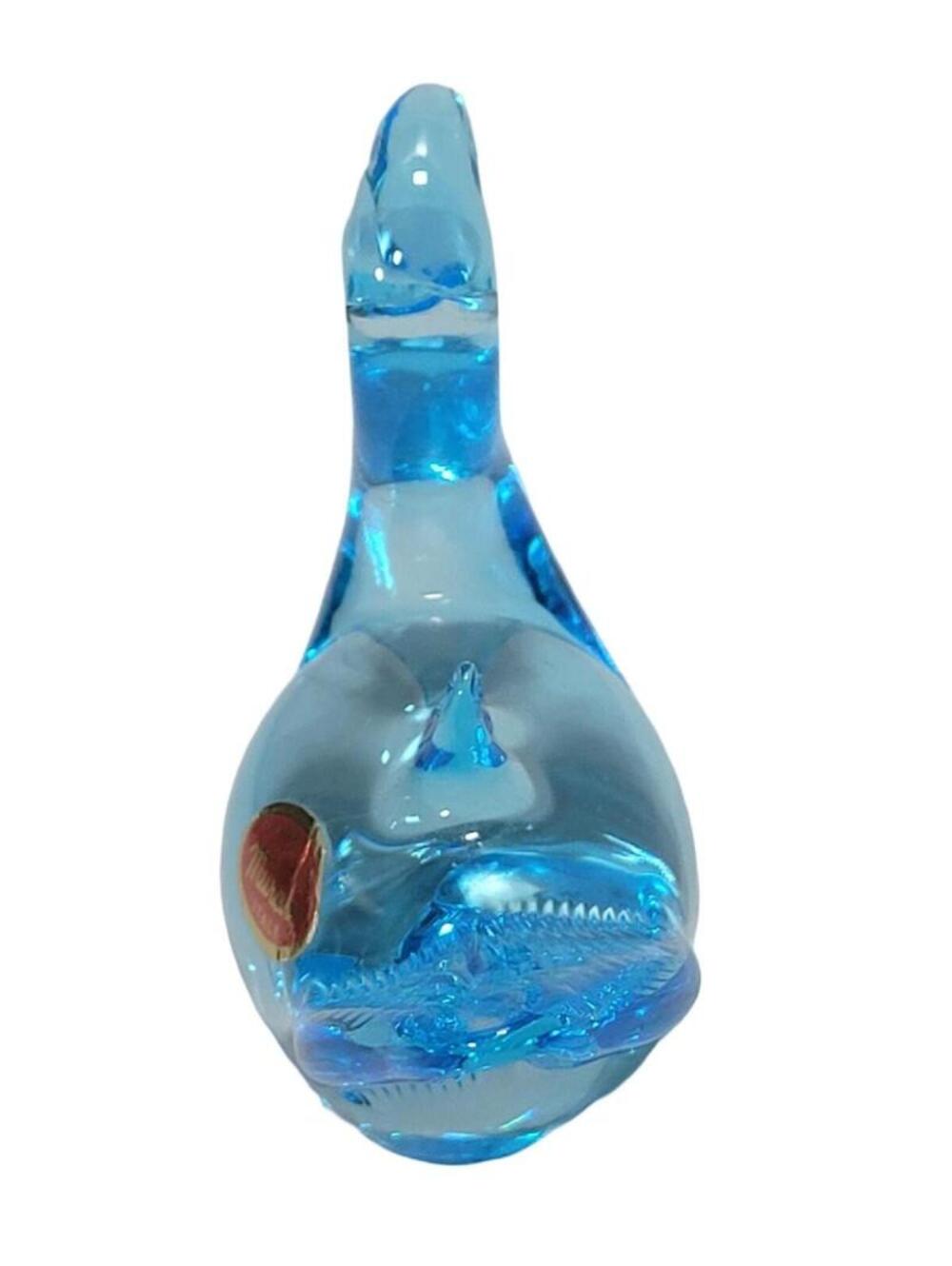 Vintage Murano Italy Blue Blown Glass Swan Duck Bird Paper Weight - Picture 3 of 10